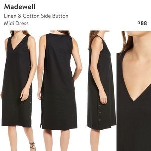 Madewell Cotton Linen Side Button Midi Dress. Size XS. EUC.